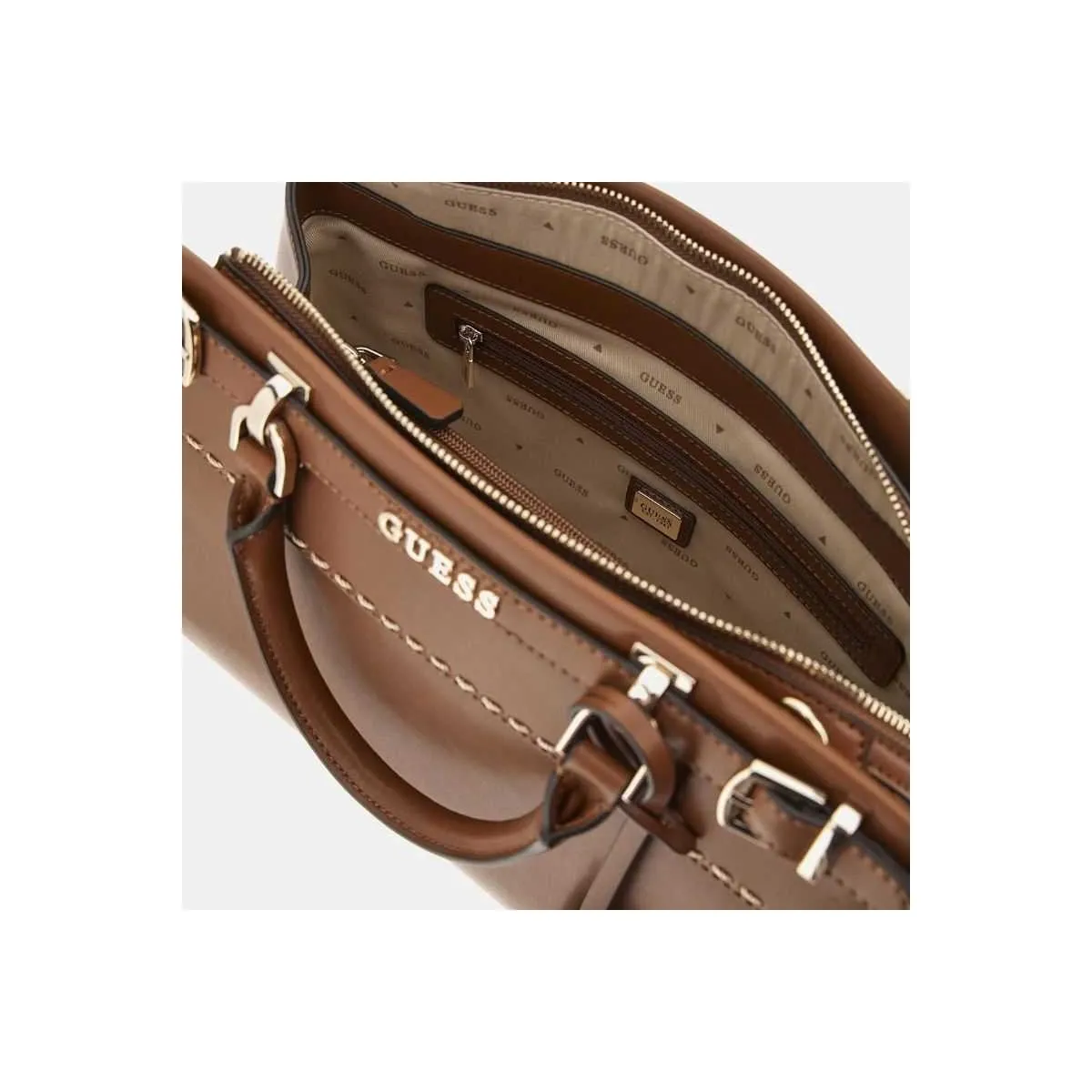 Sac à main avec surpiqûres de la marque Guess sur pecari